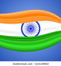 India Independence Day background. 15th of August - Indian Independence Day concept with Ashoka wheel and national flag. Vector EPS 10.