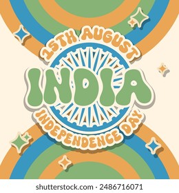 fondo del día de la independencia de la india en estilo retro groovy 15 agosto