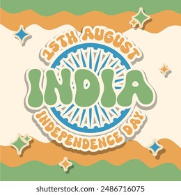 india independence day background in retro groovy style 15 august