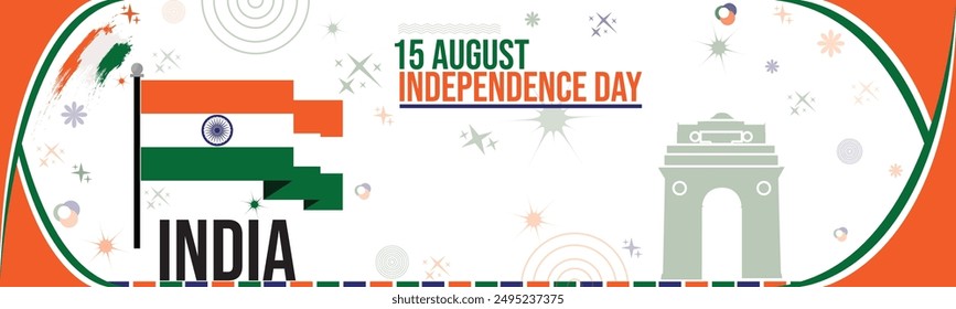 India Independence Day banner, 15 August celebration, vector illustration of 15th August Indian Happy Independence Day.