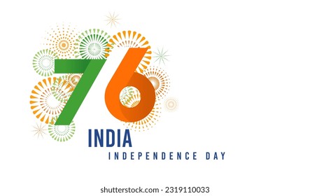 India Independence day, banner, poster and greeting card. 76 Year Anniversary Independence Day Logo. Vector design
