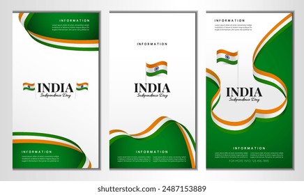 India Independence Day. Banner set. Vector Illustration.
