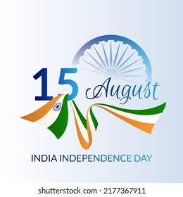 India Independence Day Banner With Wavy Flag Decoration