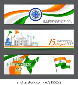 India Independence Day banners. Celebration 15 th of August.