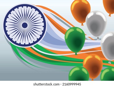 india independence day card with balloons helium