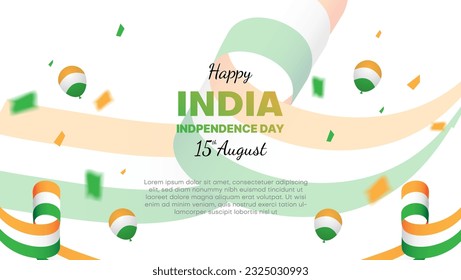 india independence day card or banner with balloons and confetti. vector illustration