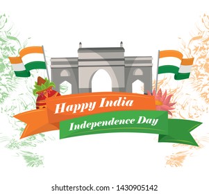 India Independence Day Card Patriotic Monuments Stock Vector (Royalty ...