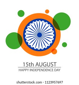 India Independence Day celebration background with Ashoka Wheel and National Flag -15th Auguest.