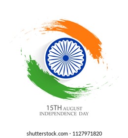 India Independence Day celebration background with Ashoka Wheel and National Flag -15th August.