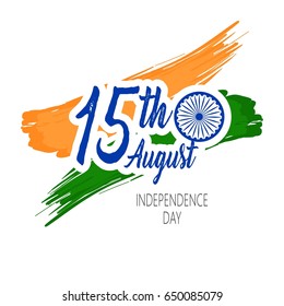 India Independence Day celebration background with Ashoka Wheel and National Flag -15th Auguest.
