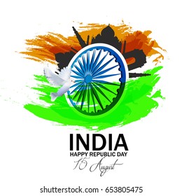 India Independence Day Celebration Background Ashoka Stock Vector ...