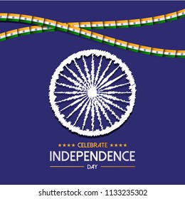 India Independence day design with flag and typography vector 