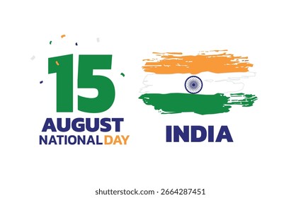 india Independence Day design with flag paint, August 15th celebration design template with messy paint splash concept