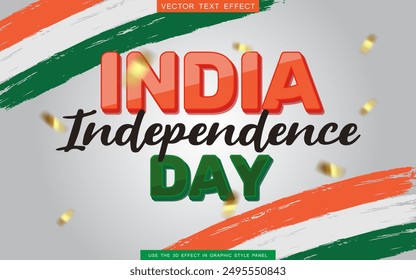 India independence day editable 3d text effect