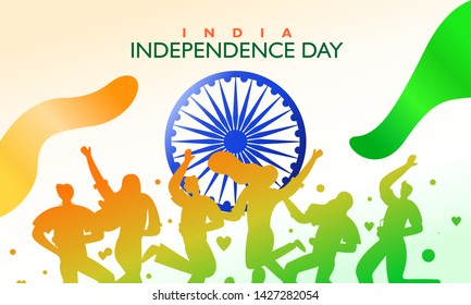 India independence day. Flag fluttering and campaign. For poster, banner and greeting template. Vector illustration