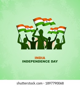 india independence day flat illustration vector with silhouette