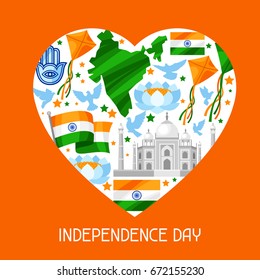 India Independence Day greeting card. Celebration 15 th of August.