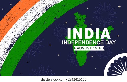 India independence day greeting flat cartoon banner design