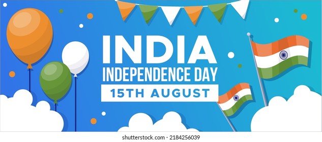 india independence day horizontal banner vector flat design
