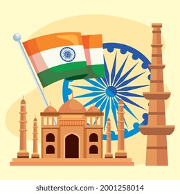 india independence day icon set