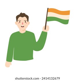 india independence day illustration with people holding flags