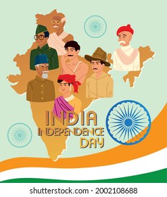 india independence day map and people