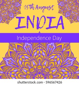 India Independence Day, oriental pattern, vector illustration. Islam, Arabic Indian turkish motifs