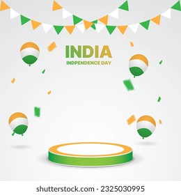 india independence day podium with balloons and confetti for display business promotion 