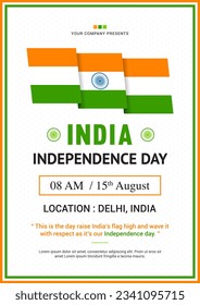 India Independence Day poster vector design. Indian flag flat design
