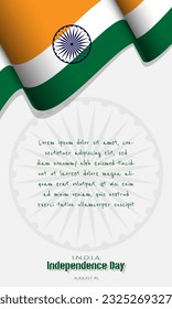 India Independence Day template with waving Indian flag and copy space area