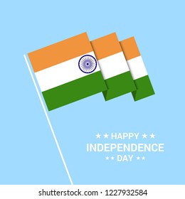 India Independence day typographic design with flag vector