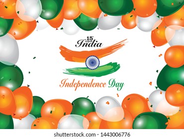 
India Independence Day Vector Design tricolors balloon with India flag