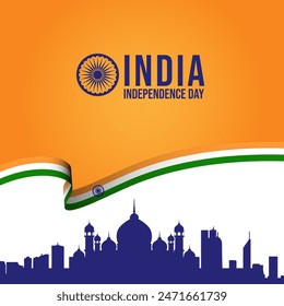 India Independence Day vector. Happy Independence Day with India Flag vector.