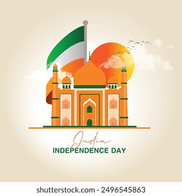 India Independence day Vector illustration of India sale banner concept. 3D Product and Indian flag.