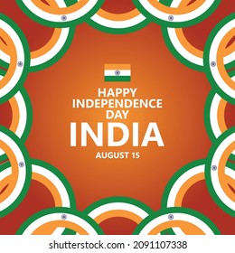 India independence day vector template on August 15 with its national circular flags.