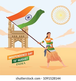 India Independence Day Woman Character Design