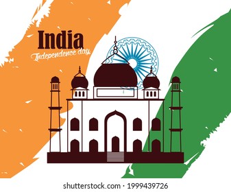india independence lettering with mosque