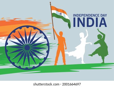 india independence lettering poster icon