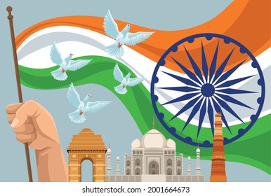 india independence postcard decorative icon