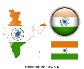 India Flag Map Images Stock Photos Vectors Shutterstock