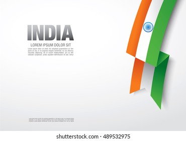 India. Indian flag on white background