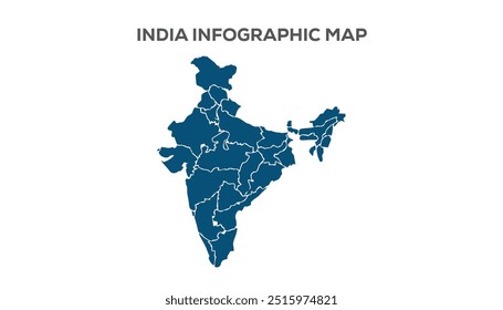 India Infographic Map, Very high resolution India map, isolated on white background. Infographic, Flat Earth, Globe similar worldmap icon. annual report, Travel worldwide, map silhouette backdrop.