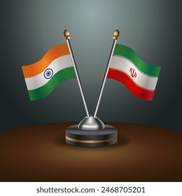 India and Iran table flags relation with gradient backgrund. Vector Illustration