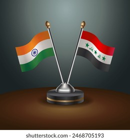 India and Iraq table flags relation with gradient backgrund. Vector Illustration