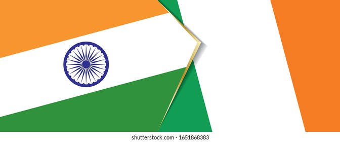 India and Ireland flags, two vector flags symbol of relationship or confrontation.