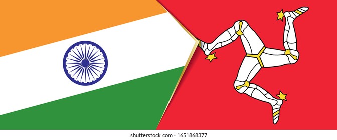 India and Isle of Man flags, two vector flags symbol of relationship or confrontation.