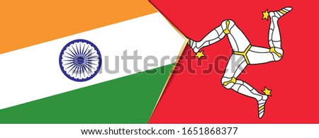 India and Isle of Man flags, two vector flags symbol of relationship or confrontation.