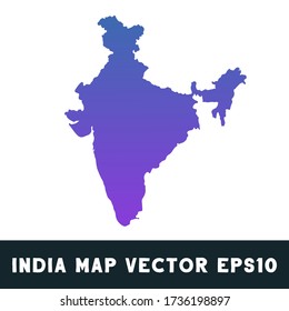 Silhouette de mapa vectorial aislada de India