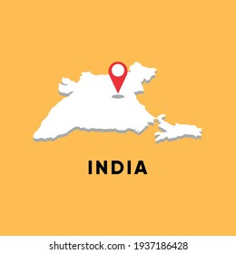 India Isometric map with location icon vector illustration design
