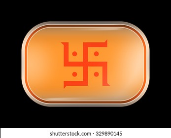 India Jain Variant Flag. Rectangular Shape with Rounded Corners. This Flag is One of a Series of Glass Buttons